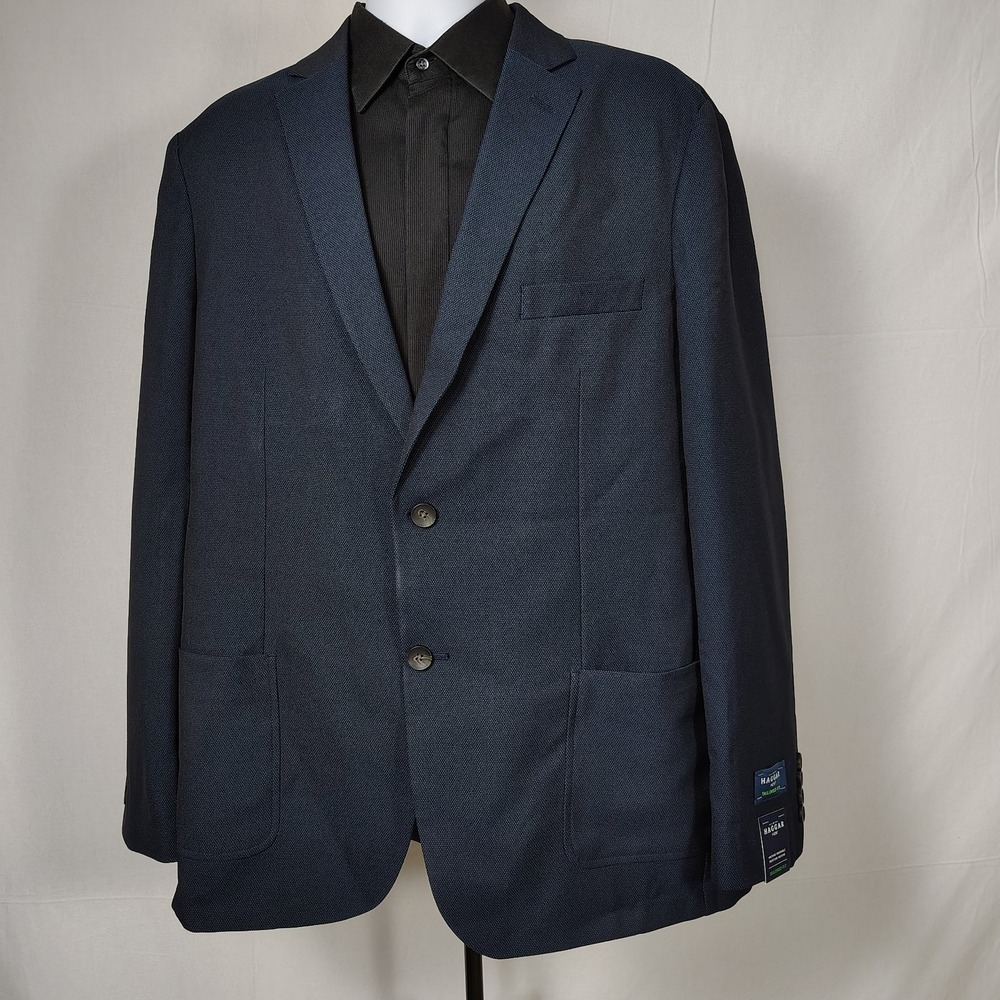 NEW Haggar H26 The Park Tailored Fit Blazer Stretch Navy Birdseye XL 48R